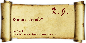 Kunos Jenő névjegykártya